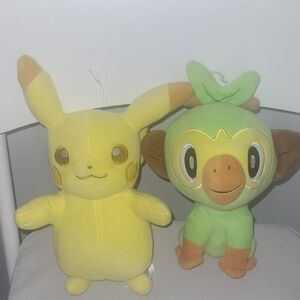 Pokemon Pikachu and Grookey Plush Duo